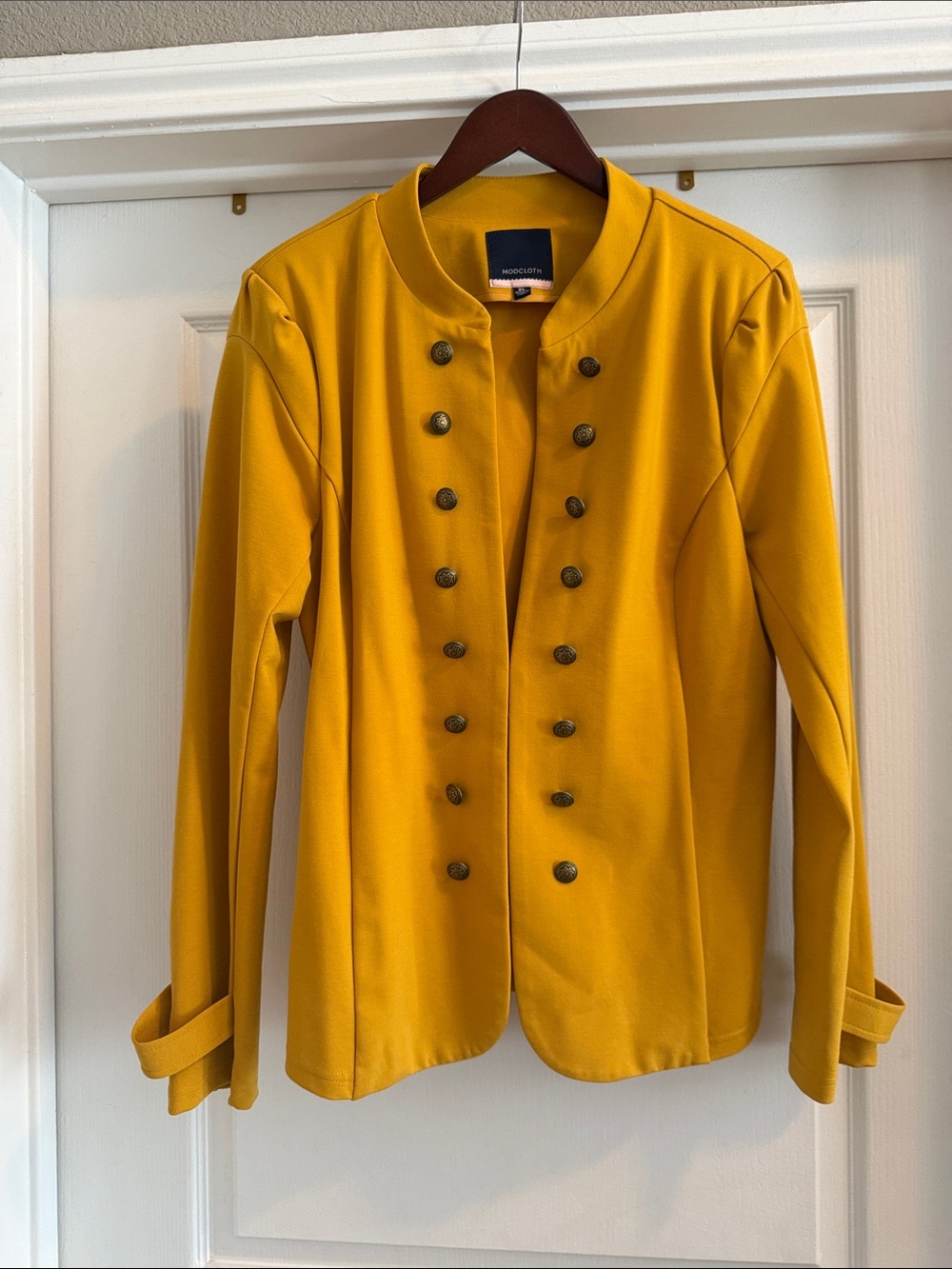Modcloth Mustard Yellow Military-Style Double-Breasted Blazer